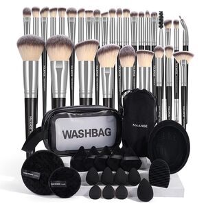 Maange 30Pieces Blacksliver Professional Makeup Brush Set With Velvet Bag